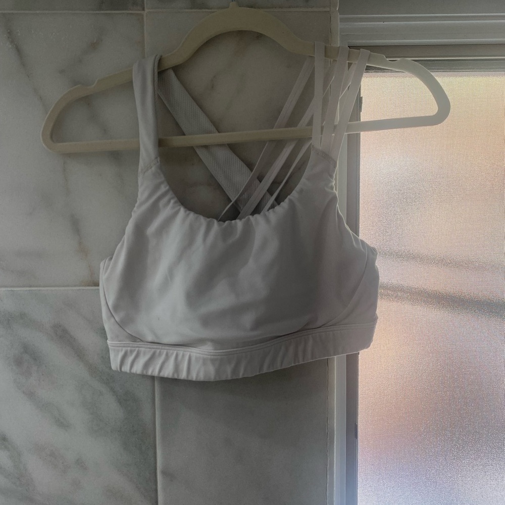 Athleta white cross back sports bra